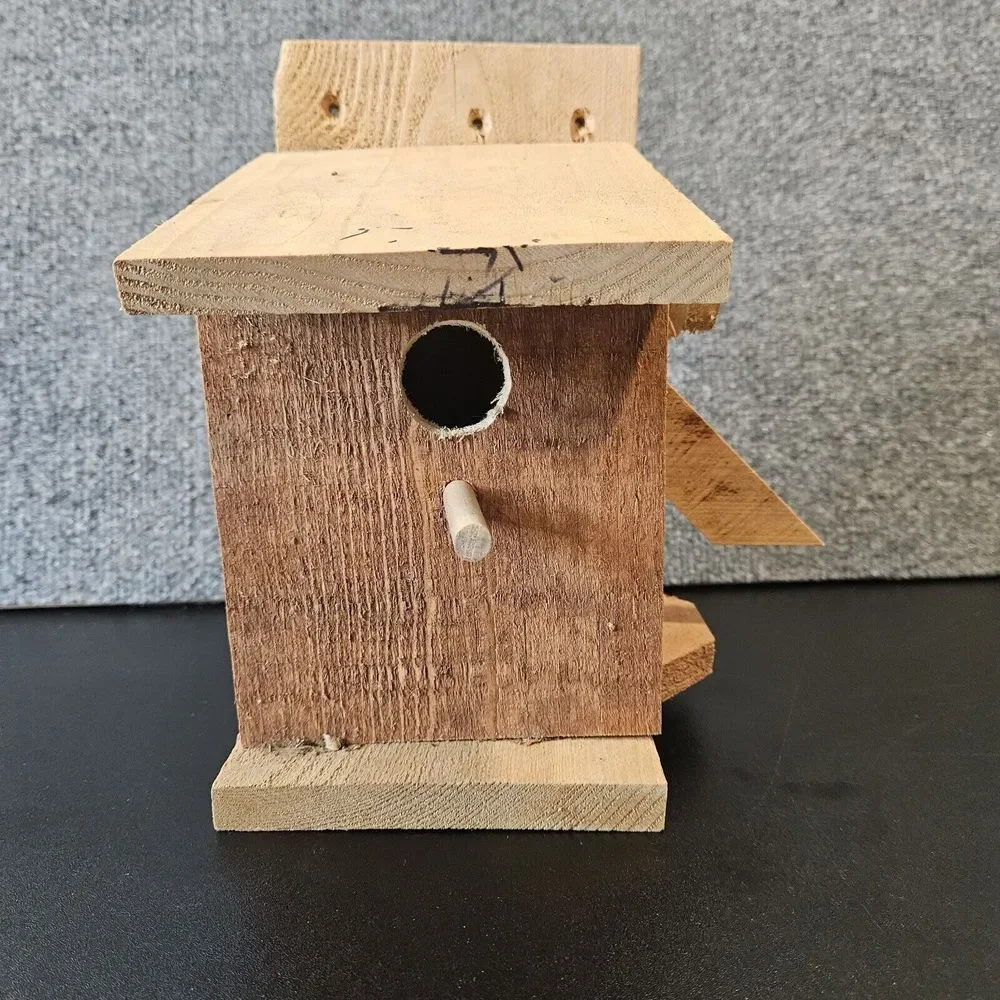 Homemade Wood Bird House Quirky‎ Rustic 10x9x7